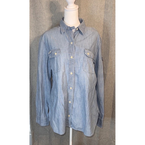 Lauren Jeans Co. Tops - Lauren Jeans Co Ralph Lauren Shirt Women XL Blue Chambray Blouse Cowgirl Vintage